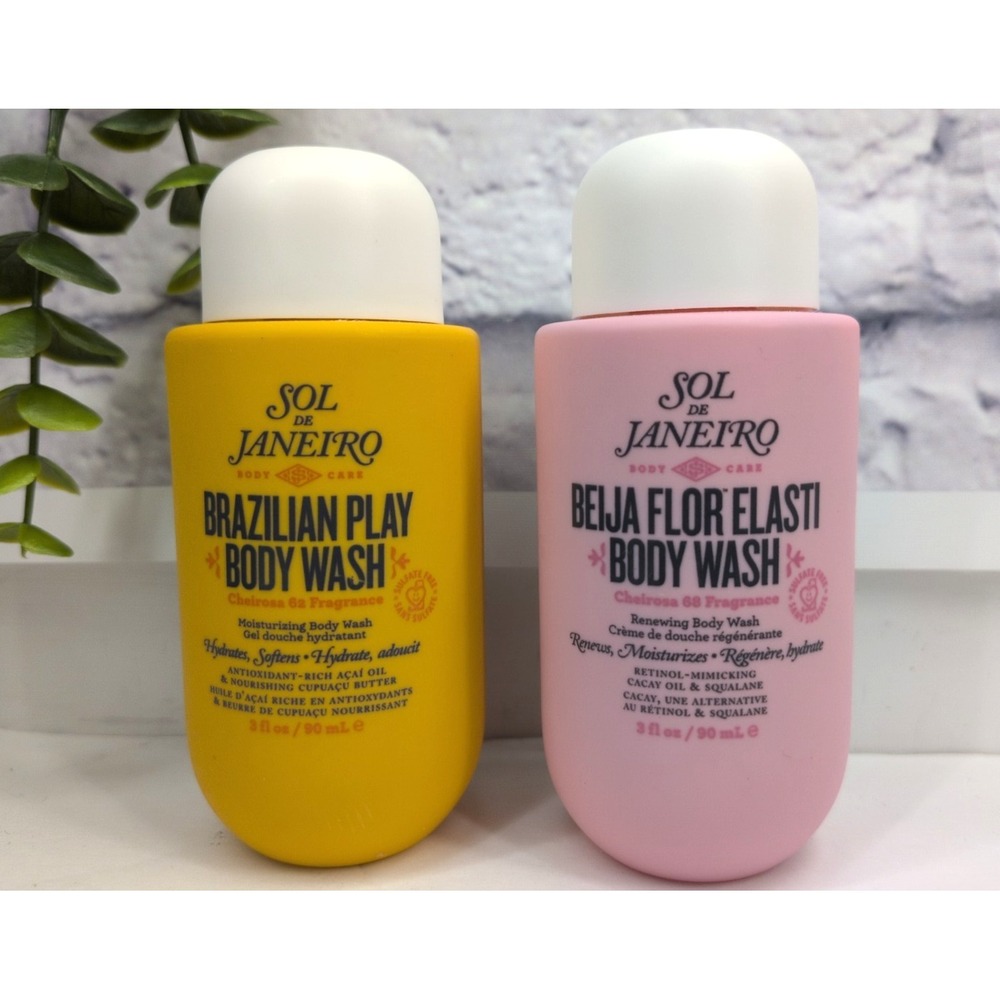 NEW LOT 2☀️Sol De Janeiro Brazilian Play Beija Flor Elasti Body Wash Gel 3oz/90m